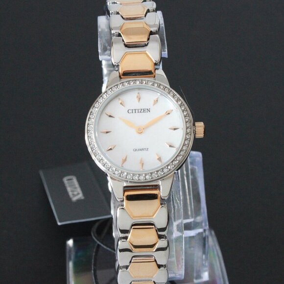 Citizen Women's Quartz Watch Crystal Bezel Mother Of Pearl Dial 24mm - Picture 3 of 11